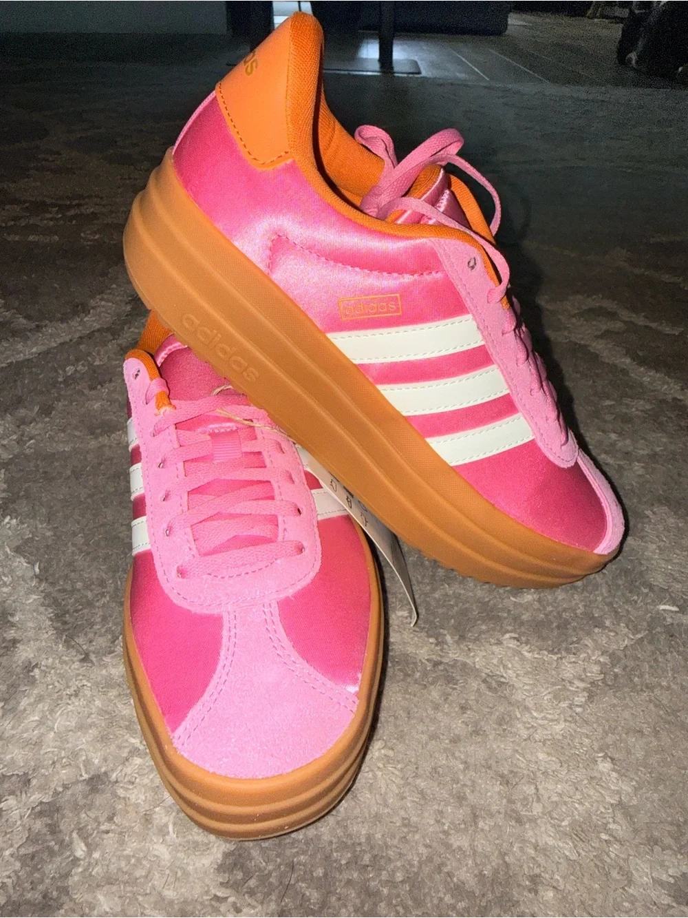 adidas VL Court Bold J Pink Orange Platform Sneakers US 4 NWT